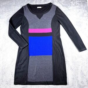 Calvin Klein Midi Colorblock Dress Women's XL Long Sleeve Knit Stretch Modern